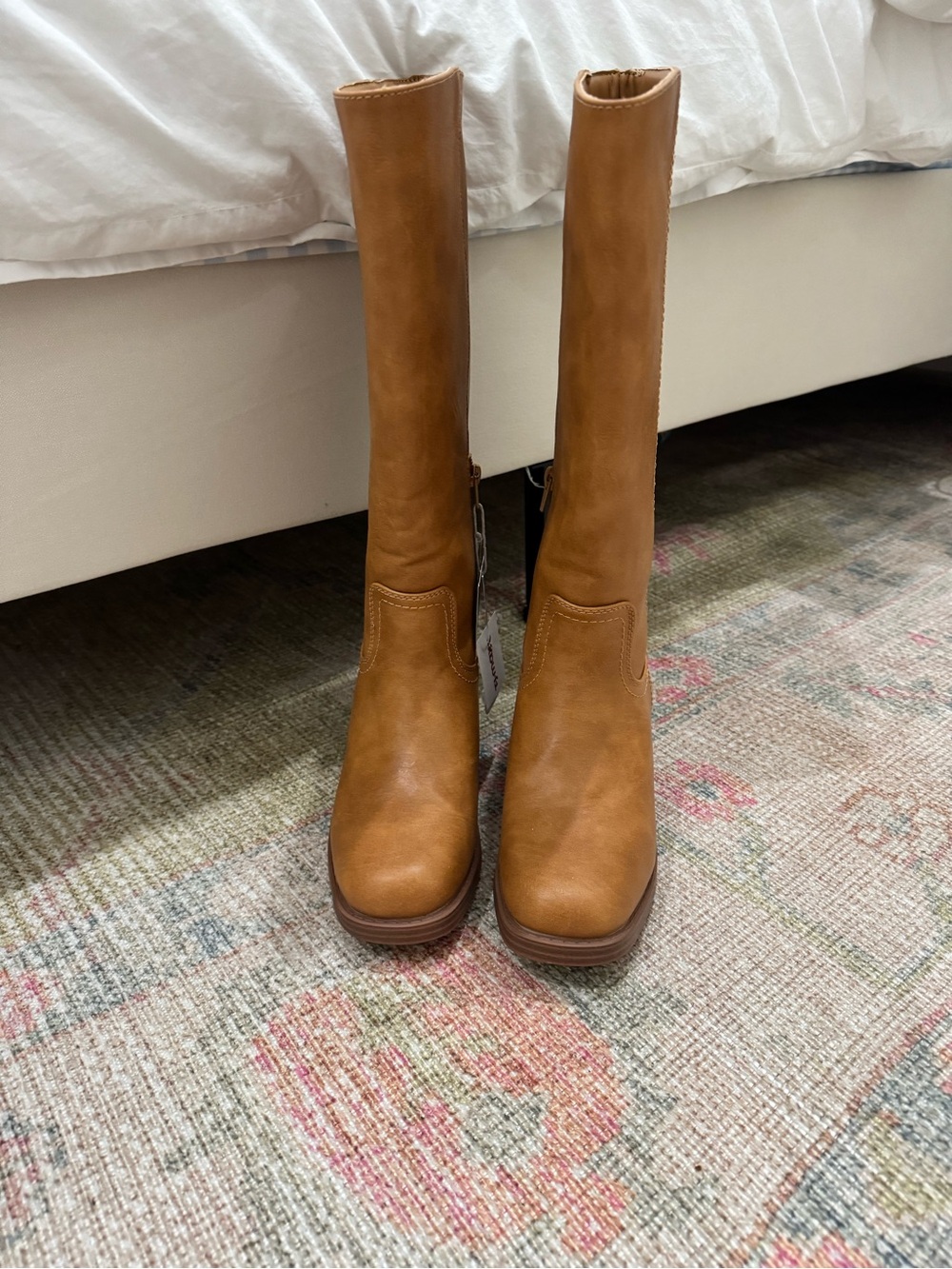 Haute Hippie Tall Leather Platform Boots in Cognac